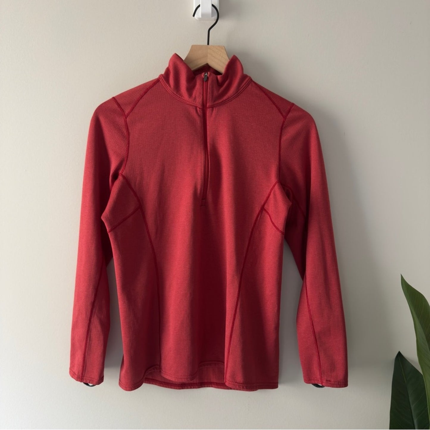 Patagonia Midweight Capilene Baselayer Red Pullover Long Sleeve High Neck Active