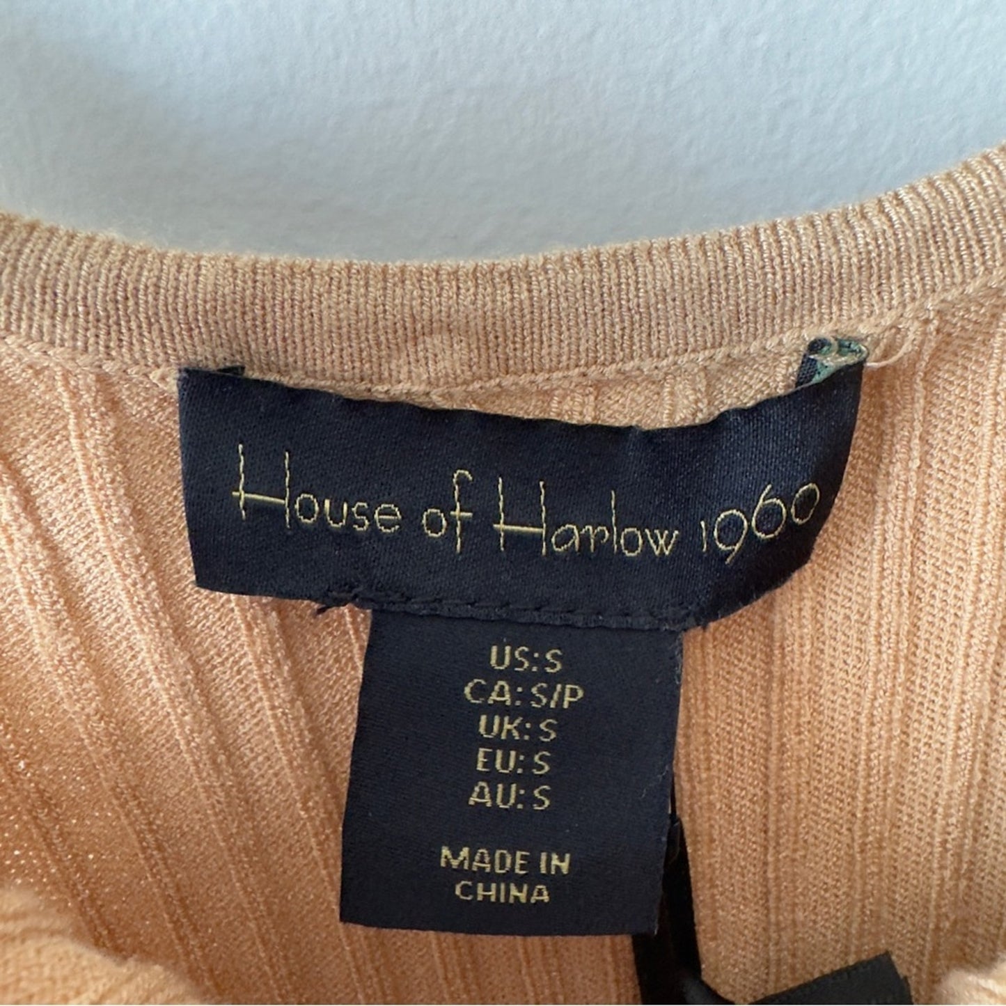 House of Harlow 1960 Revolve Tan Ribbed Mini Dress adjustable spaghetti straps S
