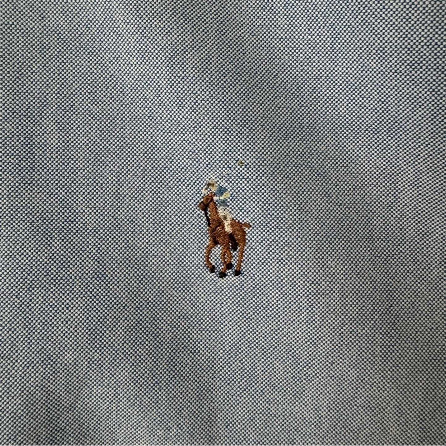 Ralph Lauren Yarmouth 100% Cotton Blue Long Sleeve Casual Button-Down Shirt Work