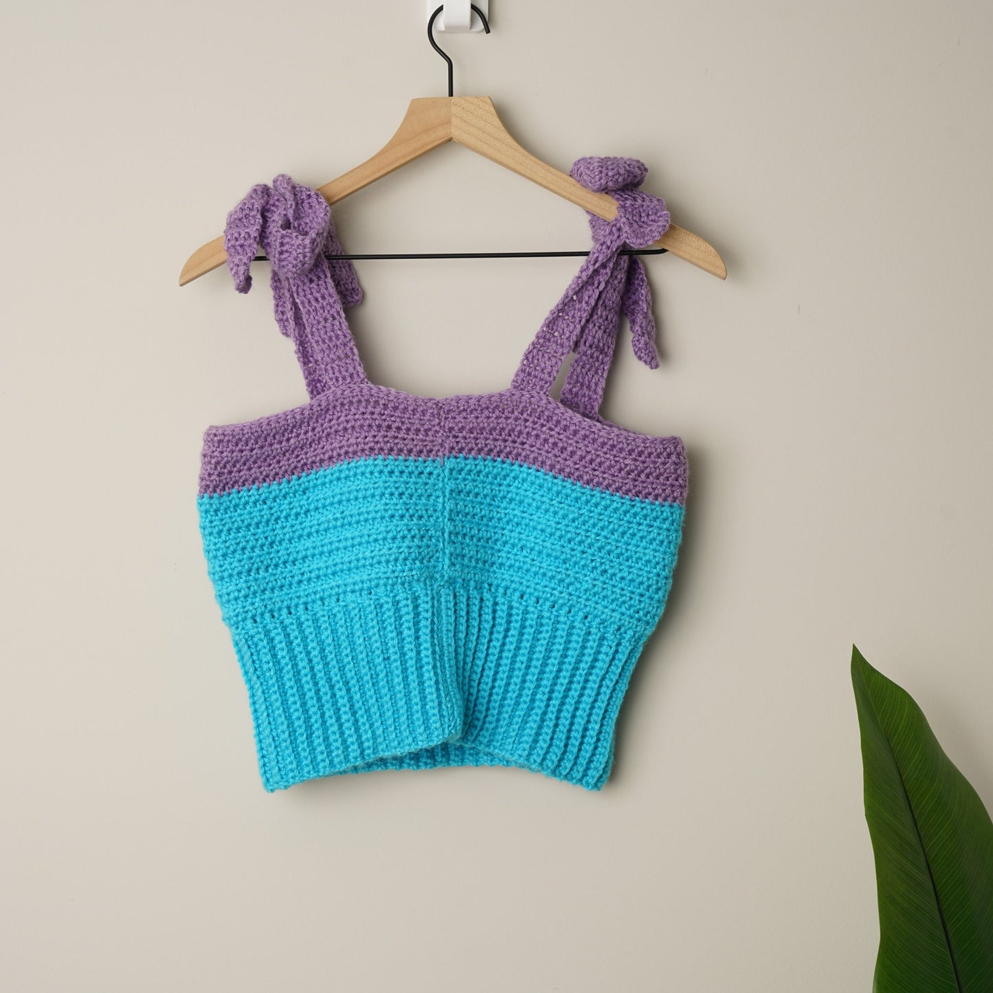 Handmade Crochet Babydoll Tank Top Crop Sleeveless Bows Cropped Colorblock S/M