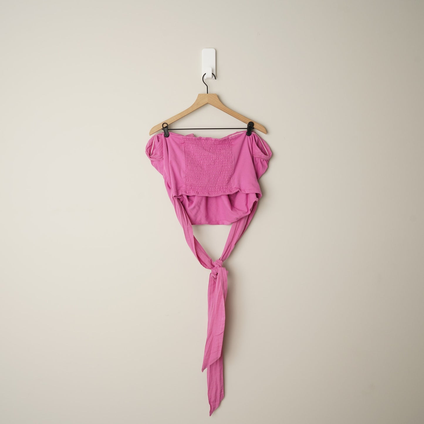 Anthropologie Ruffled Tie Front Cropped Tube Top Cotton Stretch Strapless Smock