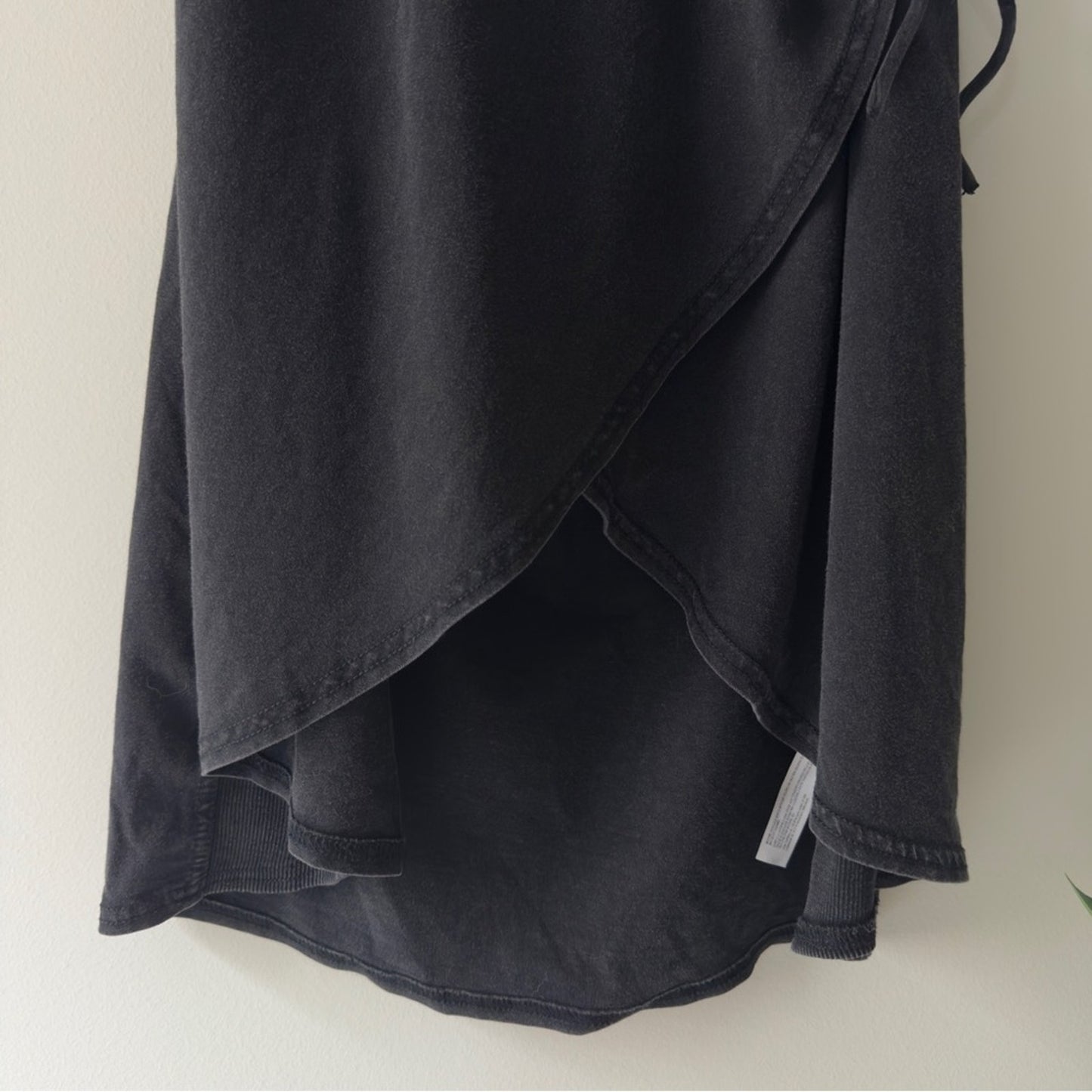 Daily Practice by Anthropologie Montauk V-Neck Dress Black Wrap Mini Cotton Tie