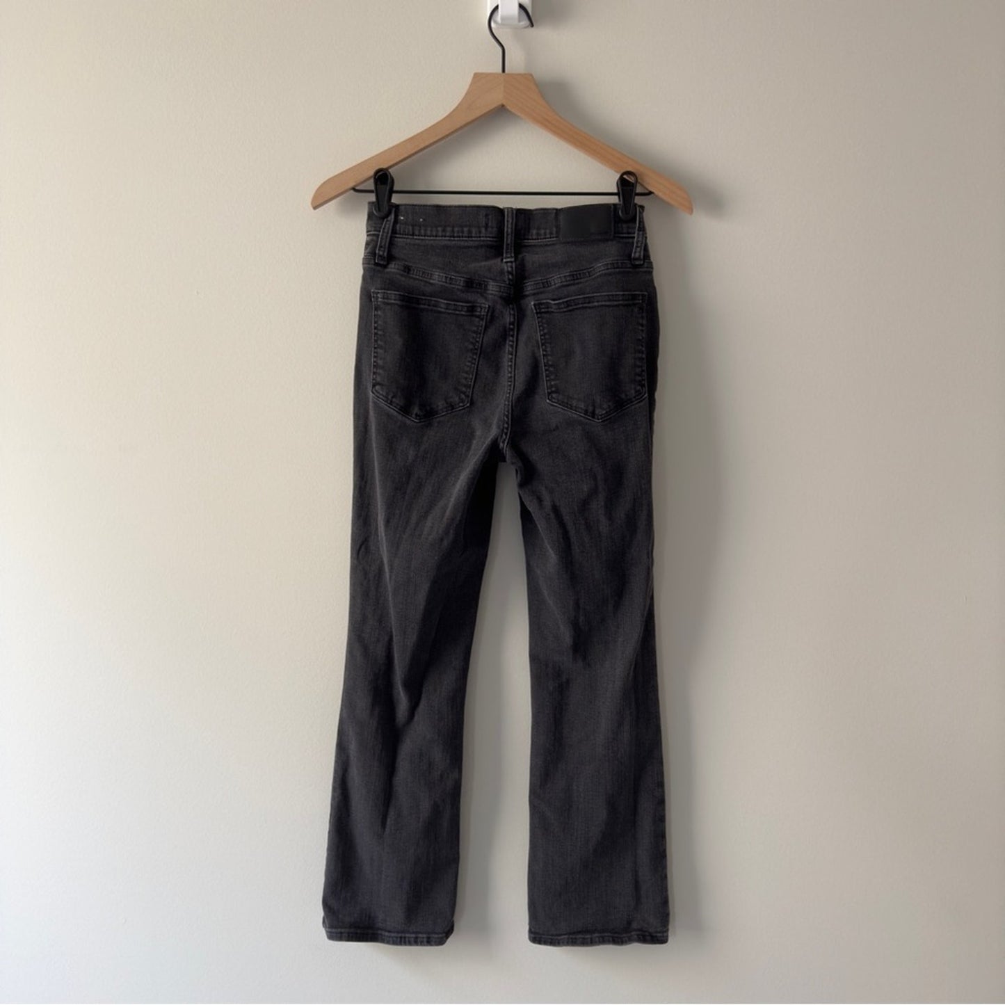 Madewell Cali Demi-Boot Jeans gray button fly stretch pockets cotton blend logo