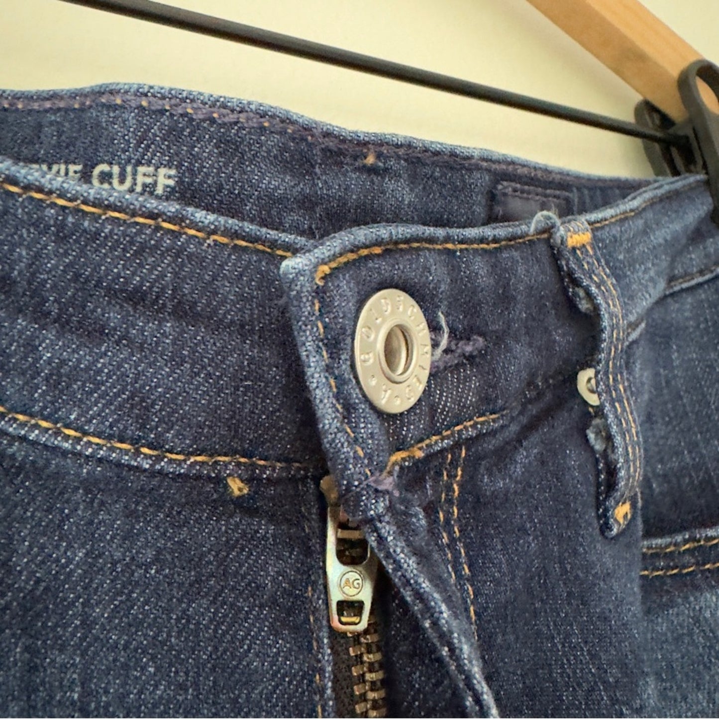 Adriano Goldschmied The Stevie Cuff Slim Straight Cuffed Jeans Dark Wash USA Zip