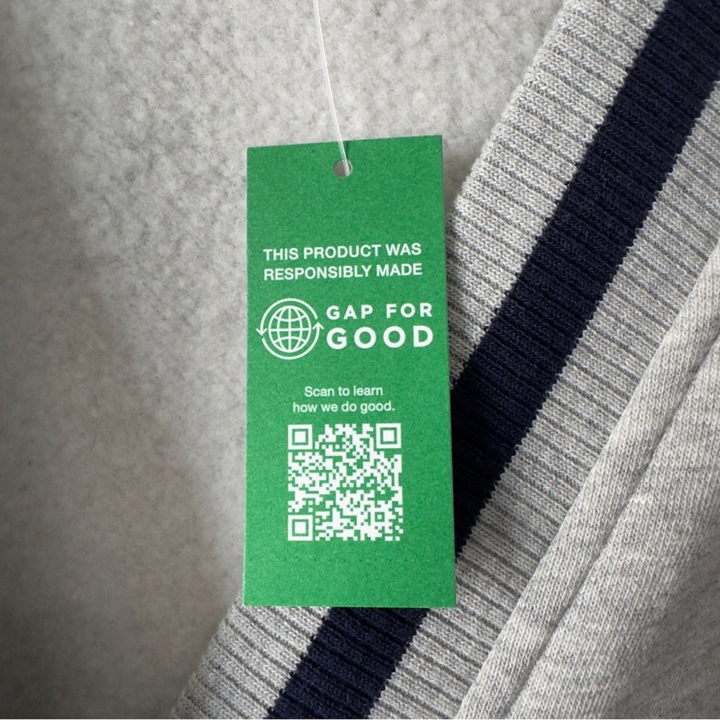 Gap Vintage Soft Oversized Cardigan Gray Sweater Navy Trim Button Down Cozy NWT