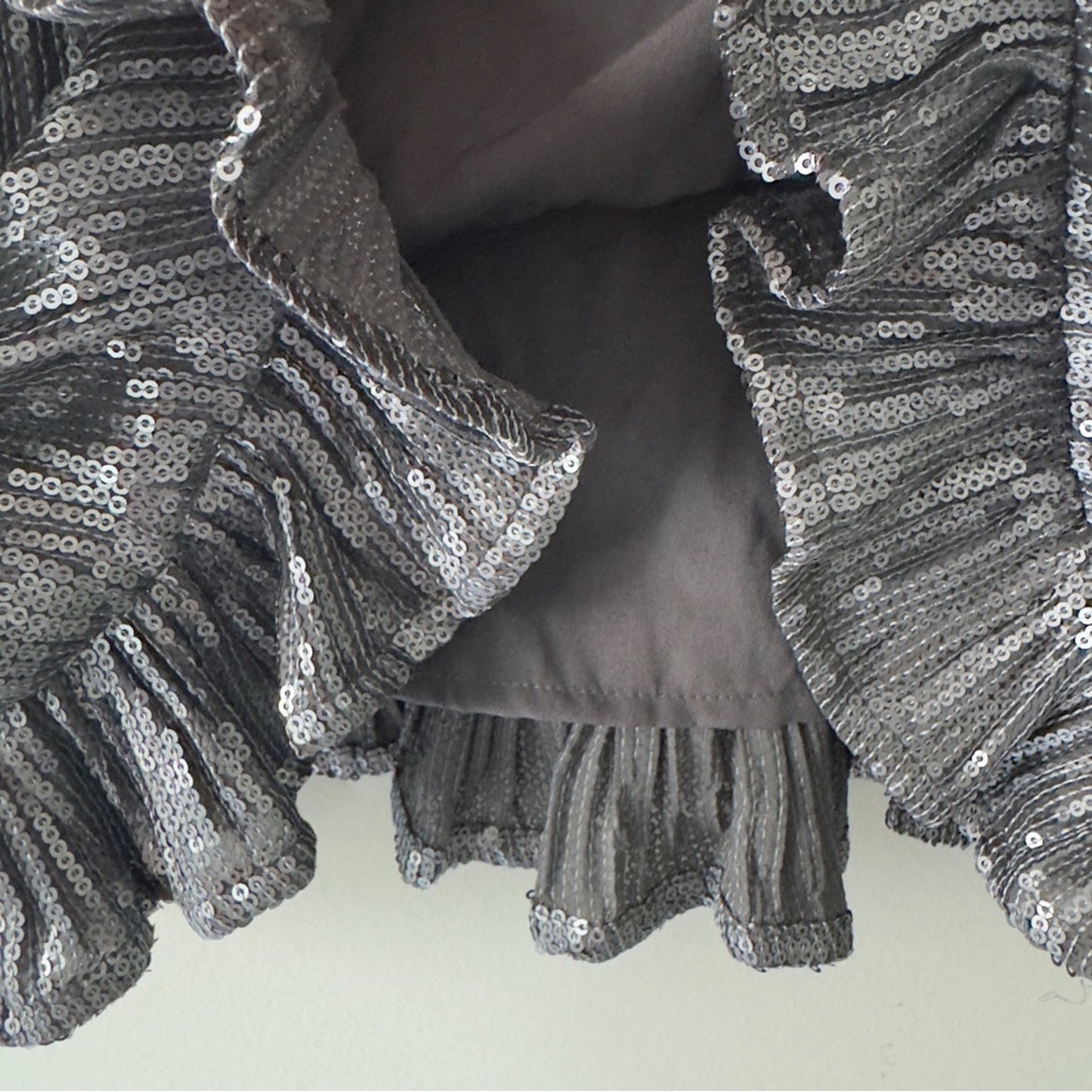 Anthropologie Amelie Sequin Cami Top Silver Ruffled Hem Camisole spaghetti strap