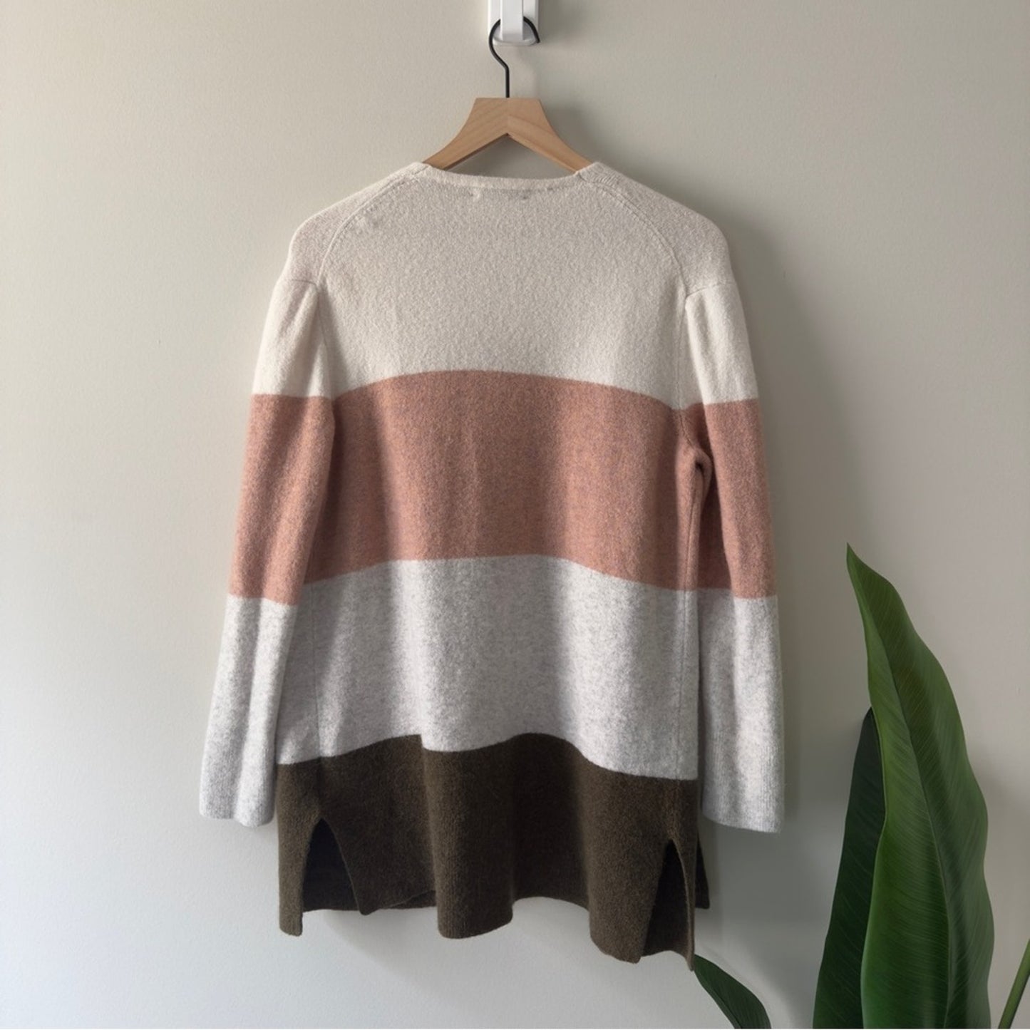 Madewell Striped Colorblock Cardigan Sweater open front long sleeve wool/alpaca
