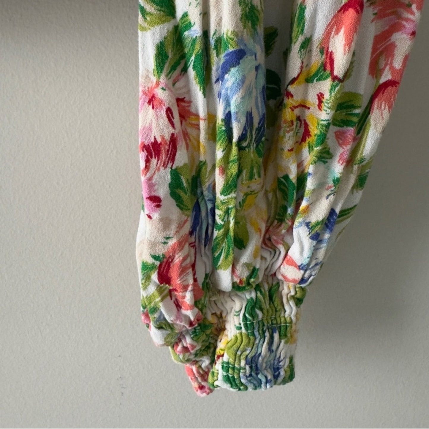 AFRM Revolve Sophie Smocked Top Floral Long Sleeve Square Neck Colorful Spring S