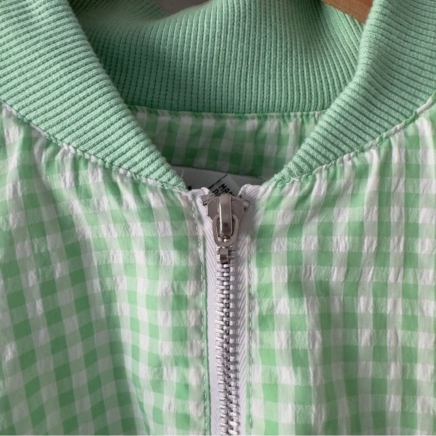 Vintage 80s Lavon Gingham Full Zip Jacket Shoulder Pads windbreaker pockets L