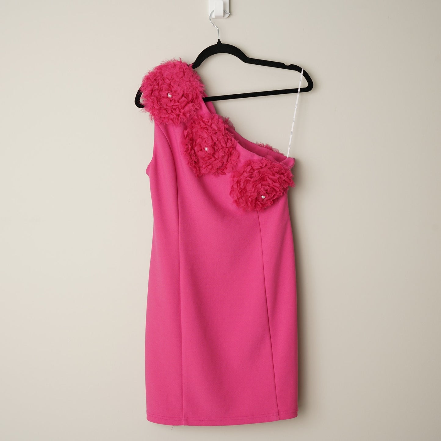 Anthropologie Elliatt Uma One Shoulder Mini Dress Floral Pearl Bead Applique XL
