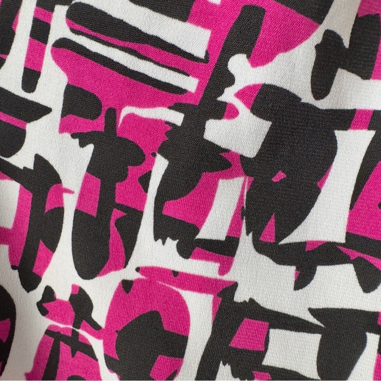 Y2K Evan Picone Black Label Pink White Geometric Blouse Tank Top Sleeveless EUC