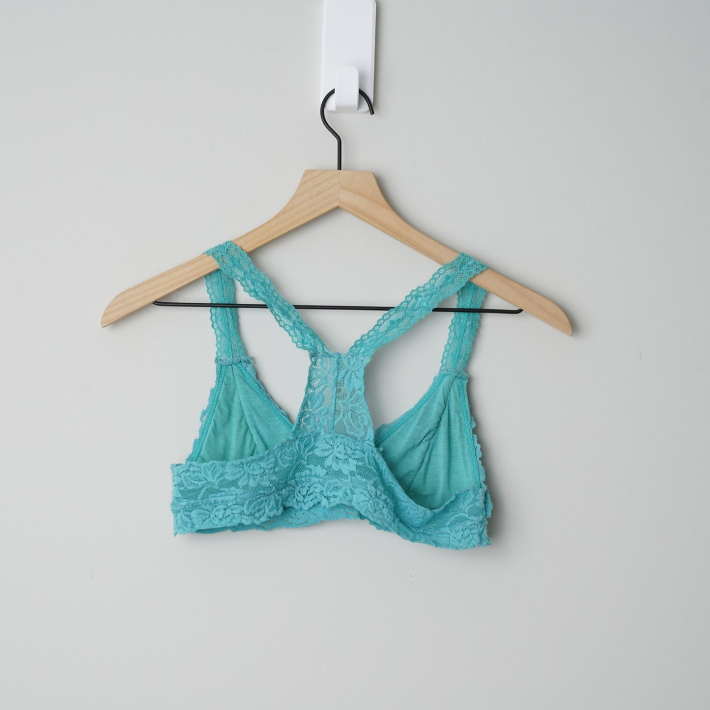 Anemone Floral Lace Scoop Bralette Racerback V-neck Sexy Romantic Turquoise M/L