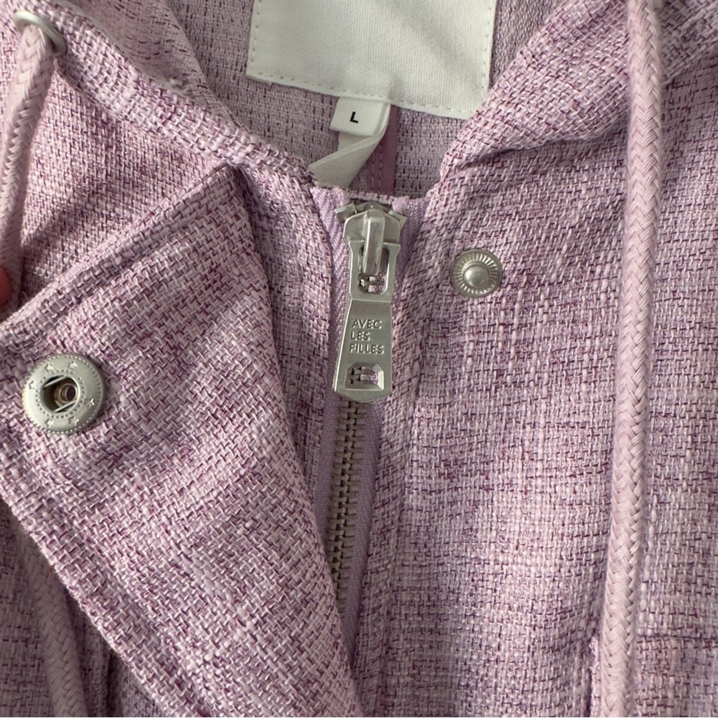 Anthropologie Avec Les Filles Lilac Hooded Jacket Full Zip Snap Drawstring hood