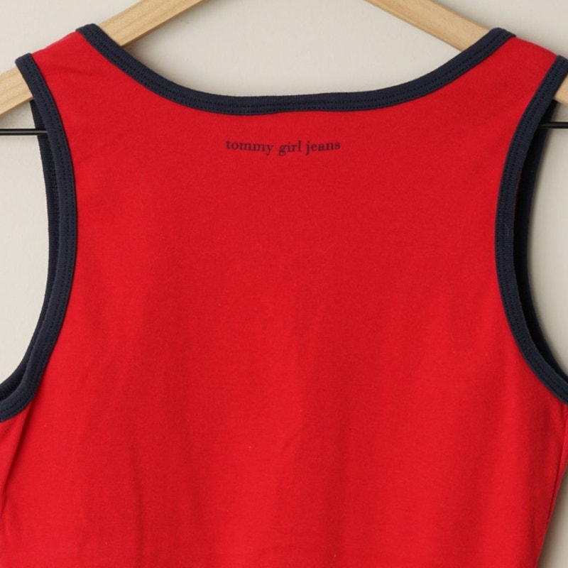 Vintage 2002 Tommy Hilfiger Jeans Tank Top 100% Cotton Red White Blue Stars Y2K