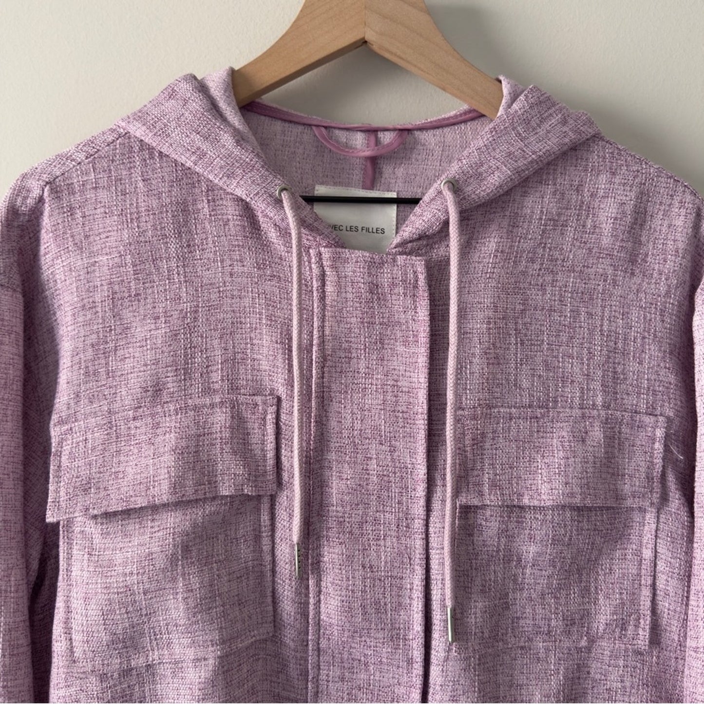 Anthropologie Avec Les Filles Lilac Hooded Jacket Full Zip Snap Drawstring hood
