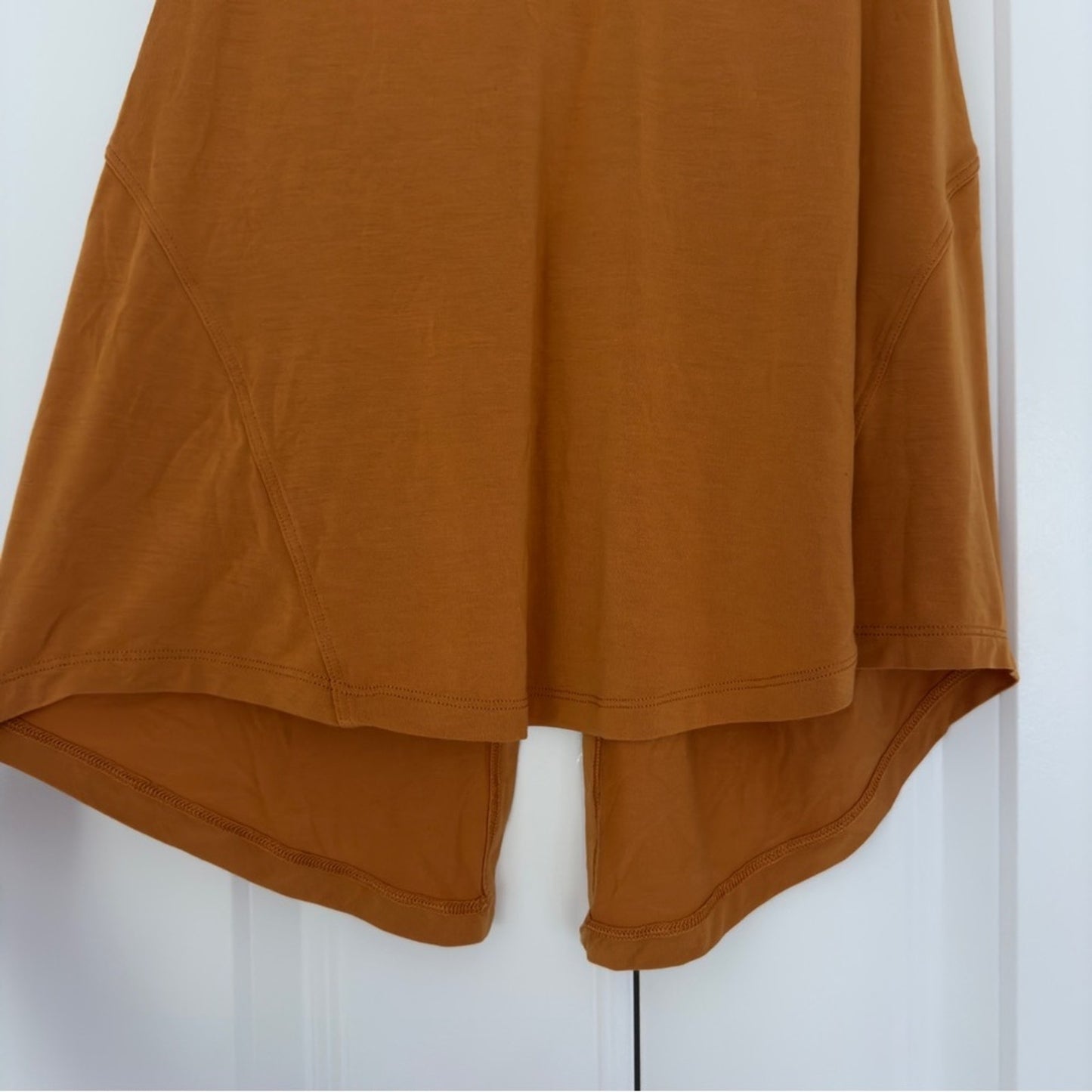 Lululemon Modal-Silk Yoga Tank Top in Autumn Orange athletic yoga Flowy tie back