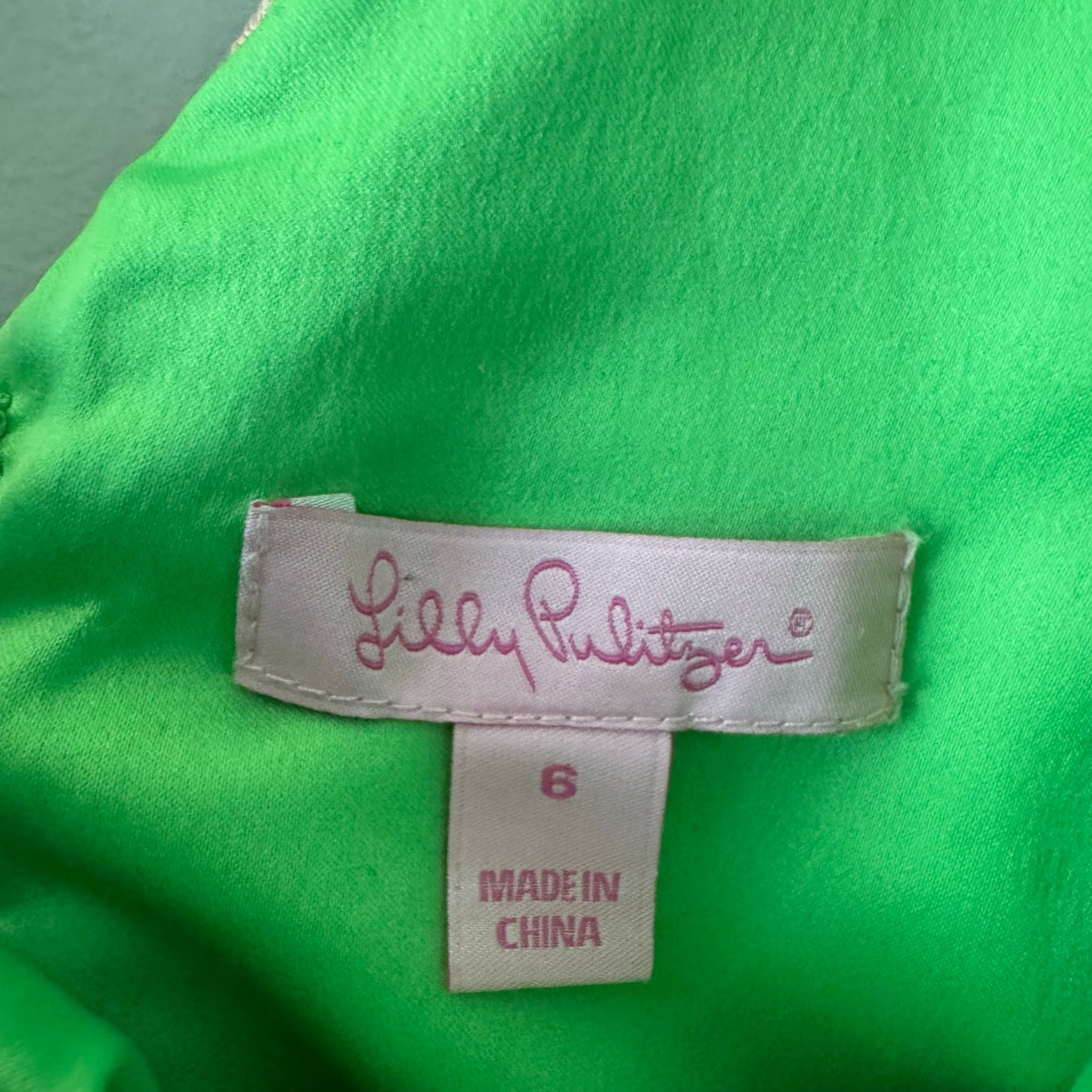 Lilly Pulitzer Green Floral Lace Mini Dress Mini A-Line Summer V-Neck Preppy EUC