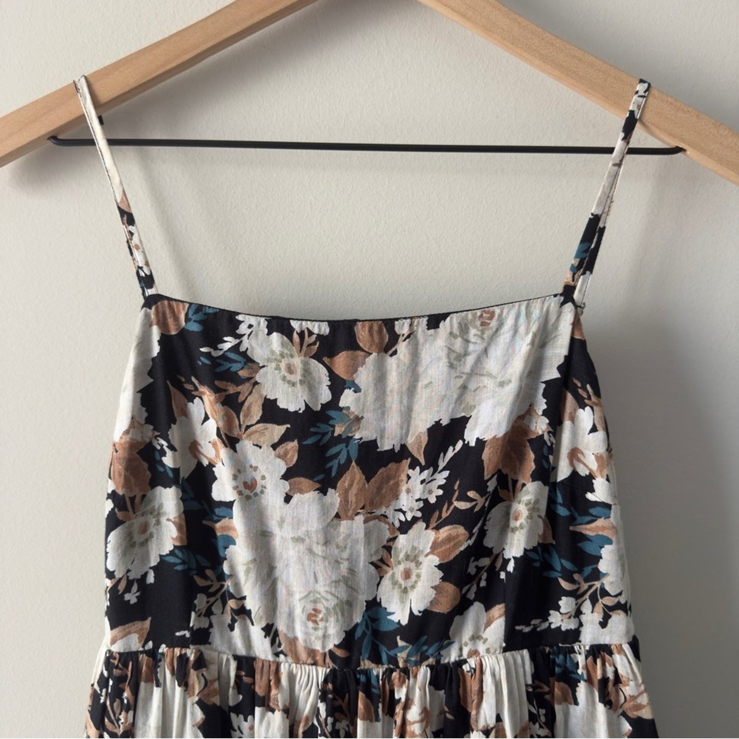 Abercrombie & Fitch 100% Cotton Tiered Floral Maxi Dress Adjustable Spaghetti S