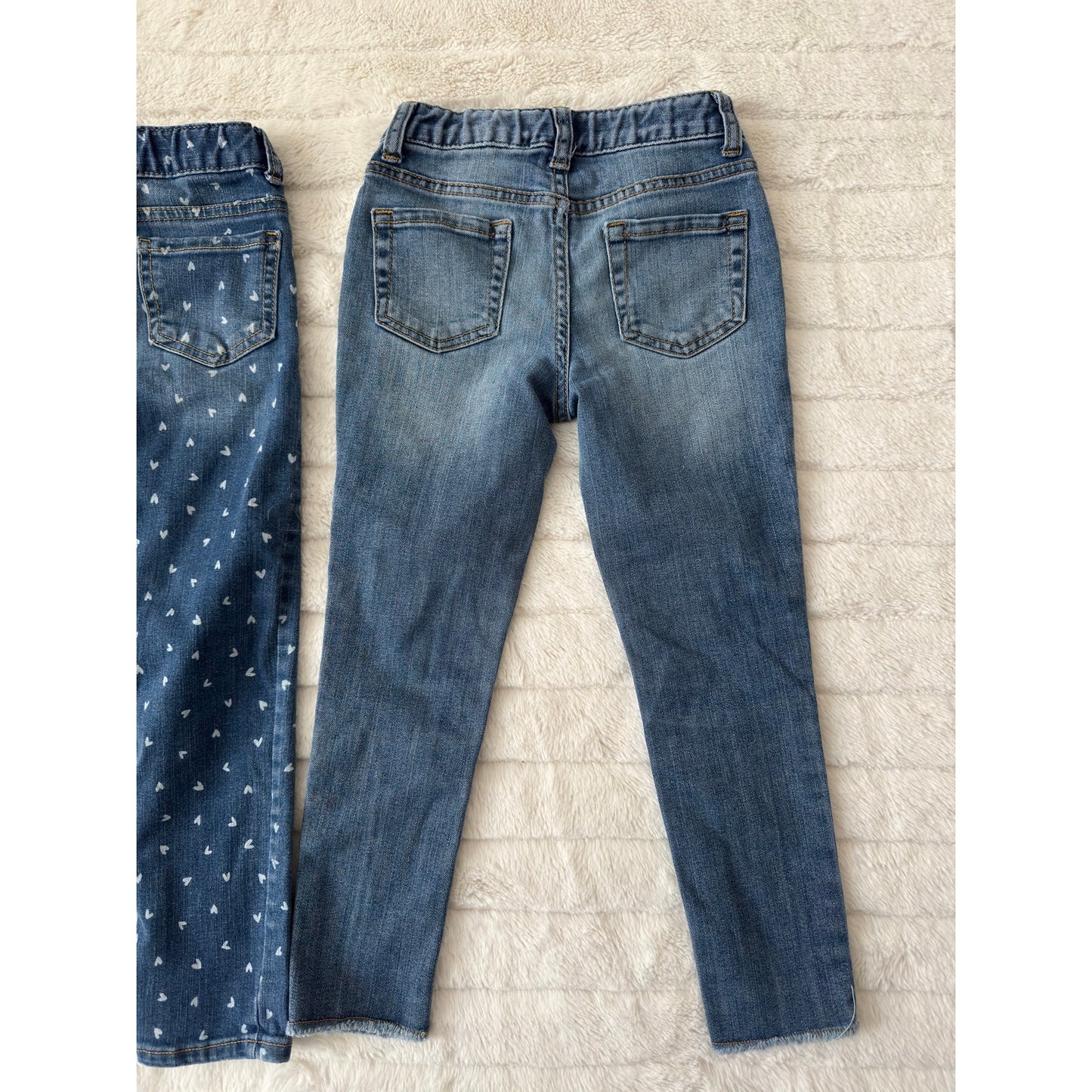 Cat & Jack Bundle of 2 Girls' Size 5/5T Jeans Jeggings Patchwork and Heart Print