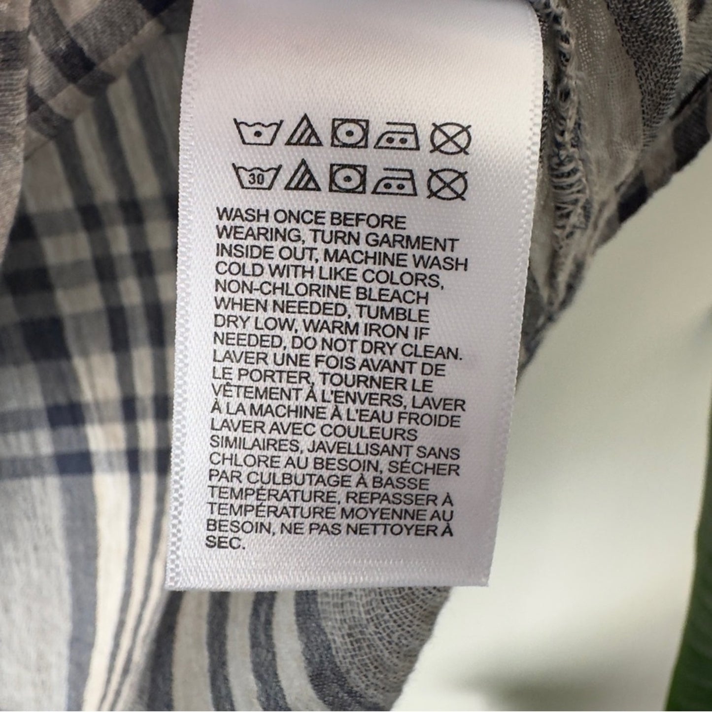 Lucky Brand 100% Cotton Navy gray Beige Plaid Button-Down Shirt Short sleeve NWT