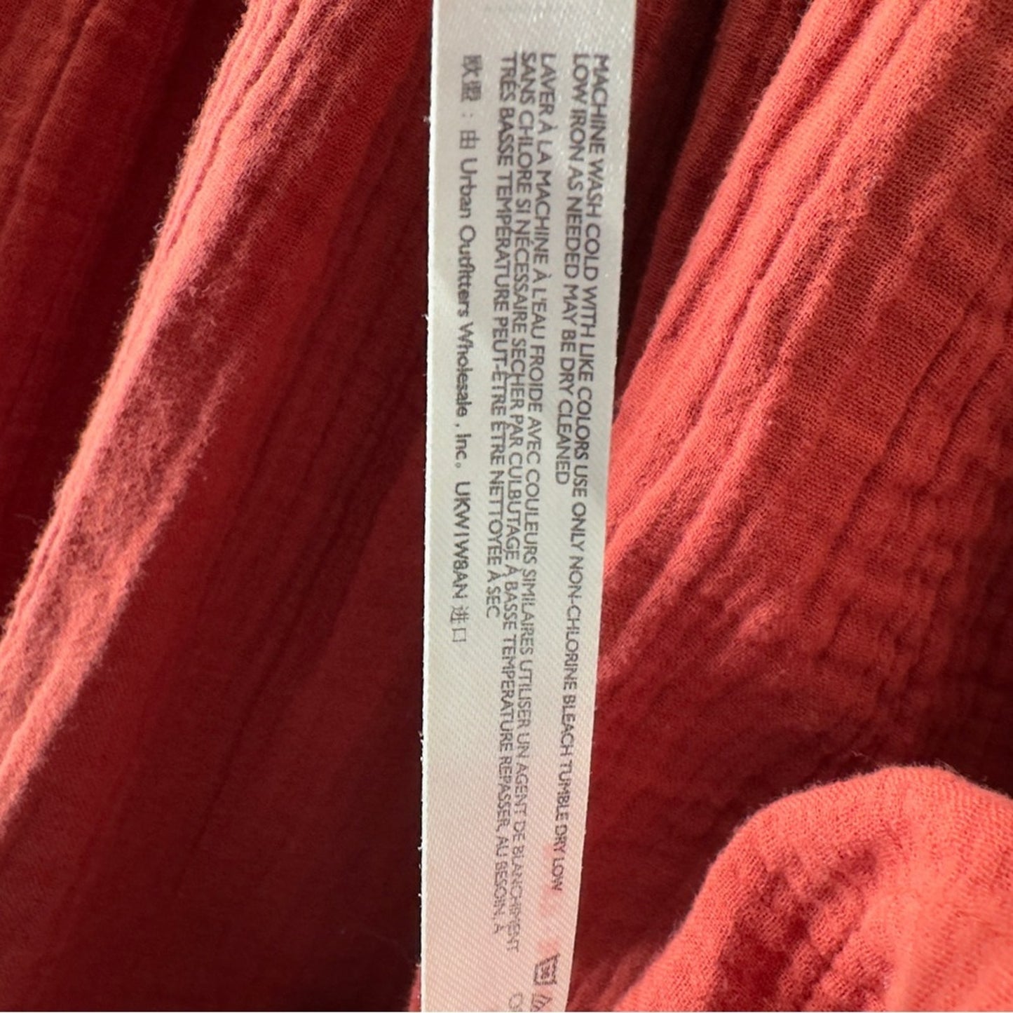 Free People 100% Cotton Terracotta Mini Dress gauze fabric keyhole tie ruffle S