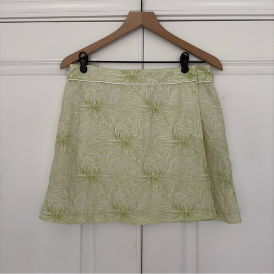 Patagonia Printed Snap Waist Wrap Skirt Mini Athletic Floral Green White Active