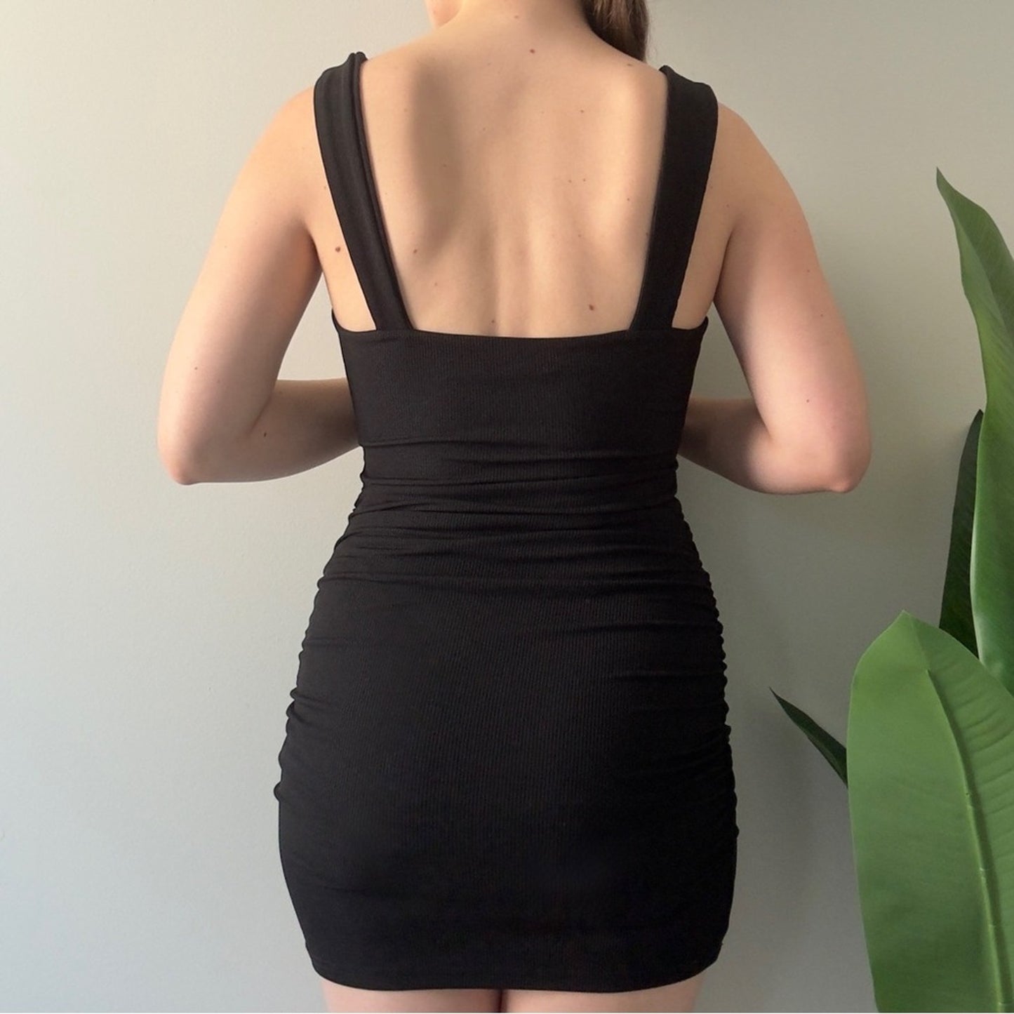 Mable Anthropologie Black Cutout Middle Backless Dress mini stretch sleeveless S