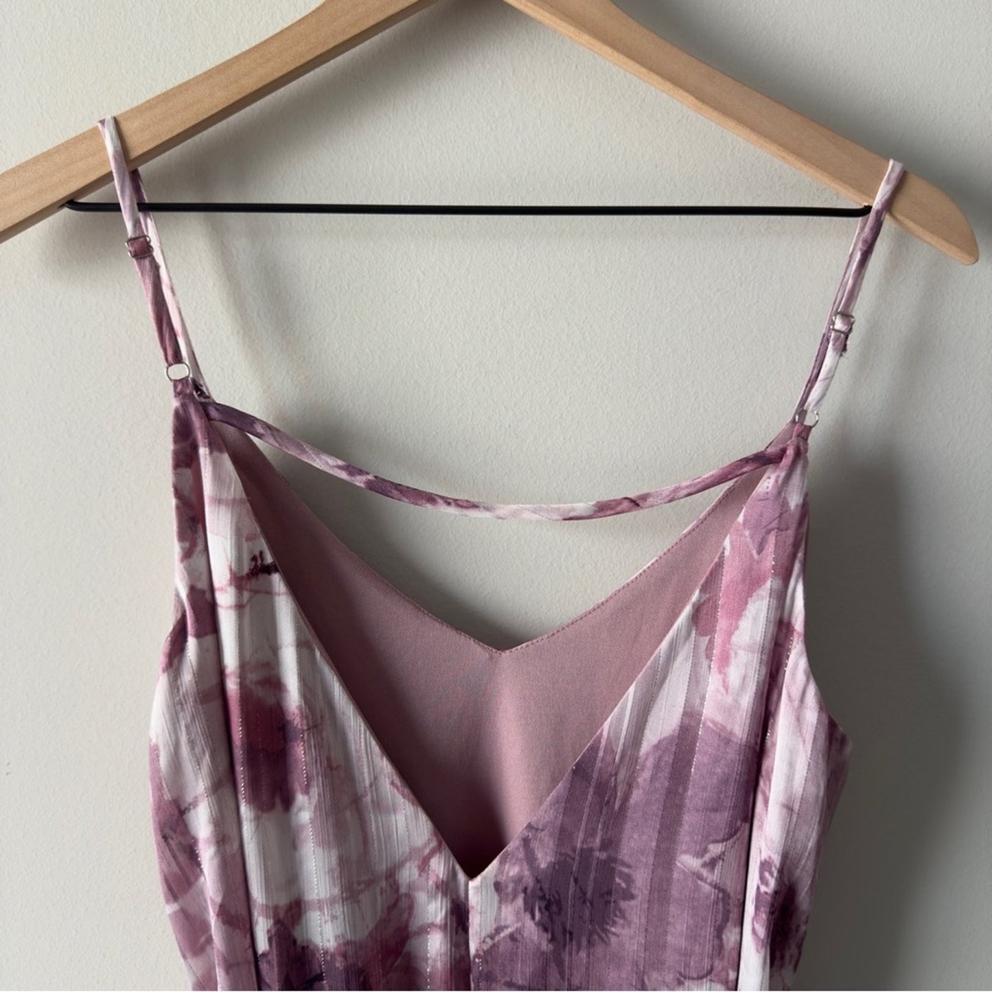 Lulus Sparkling Summer Purple Floral Lurex Maxi Dress Tie Waist Side Slits Lined