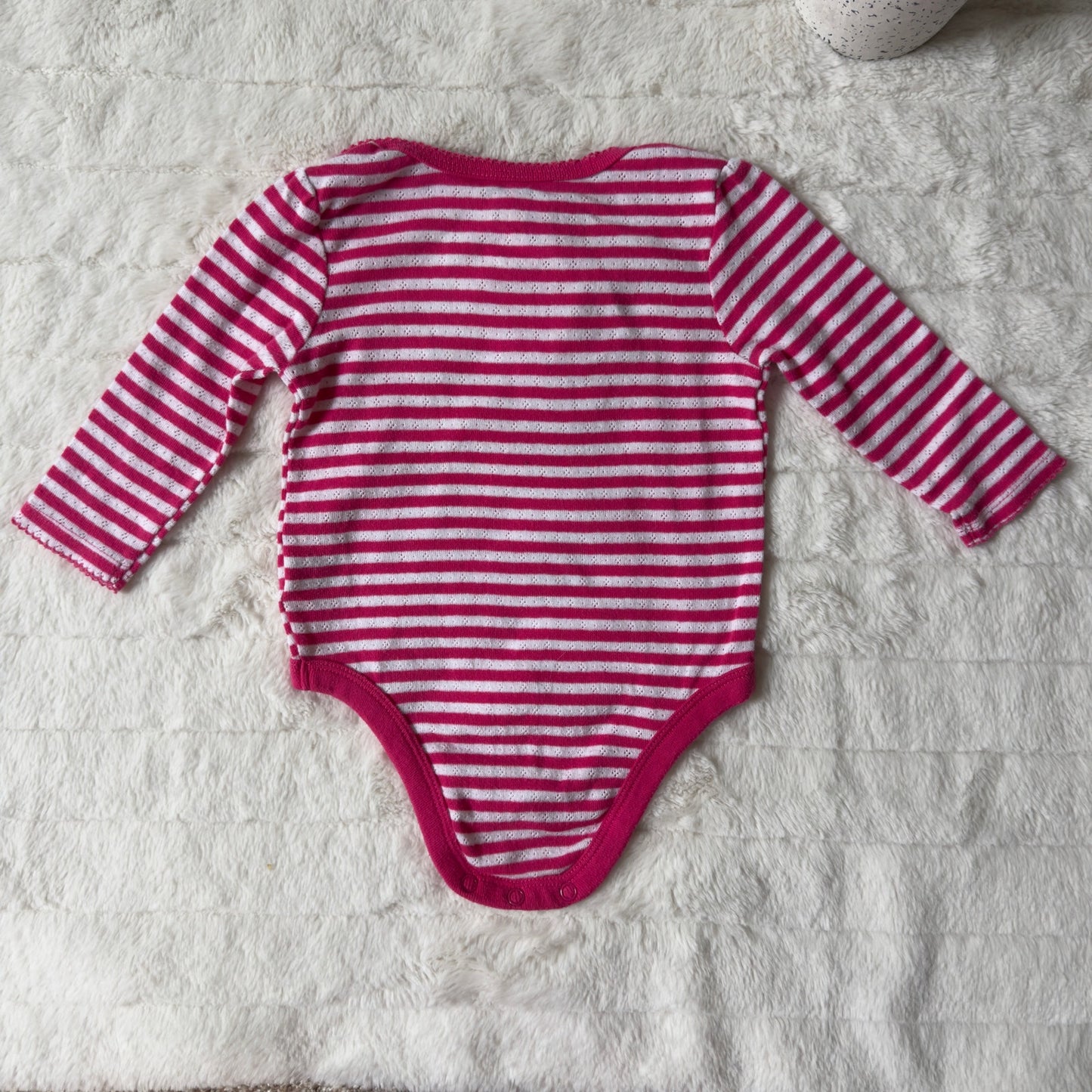 Garanimals 6–9 months long sleeve striped onesie snaps cotton blend pink white