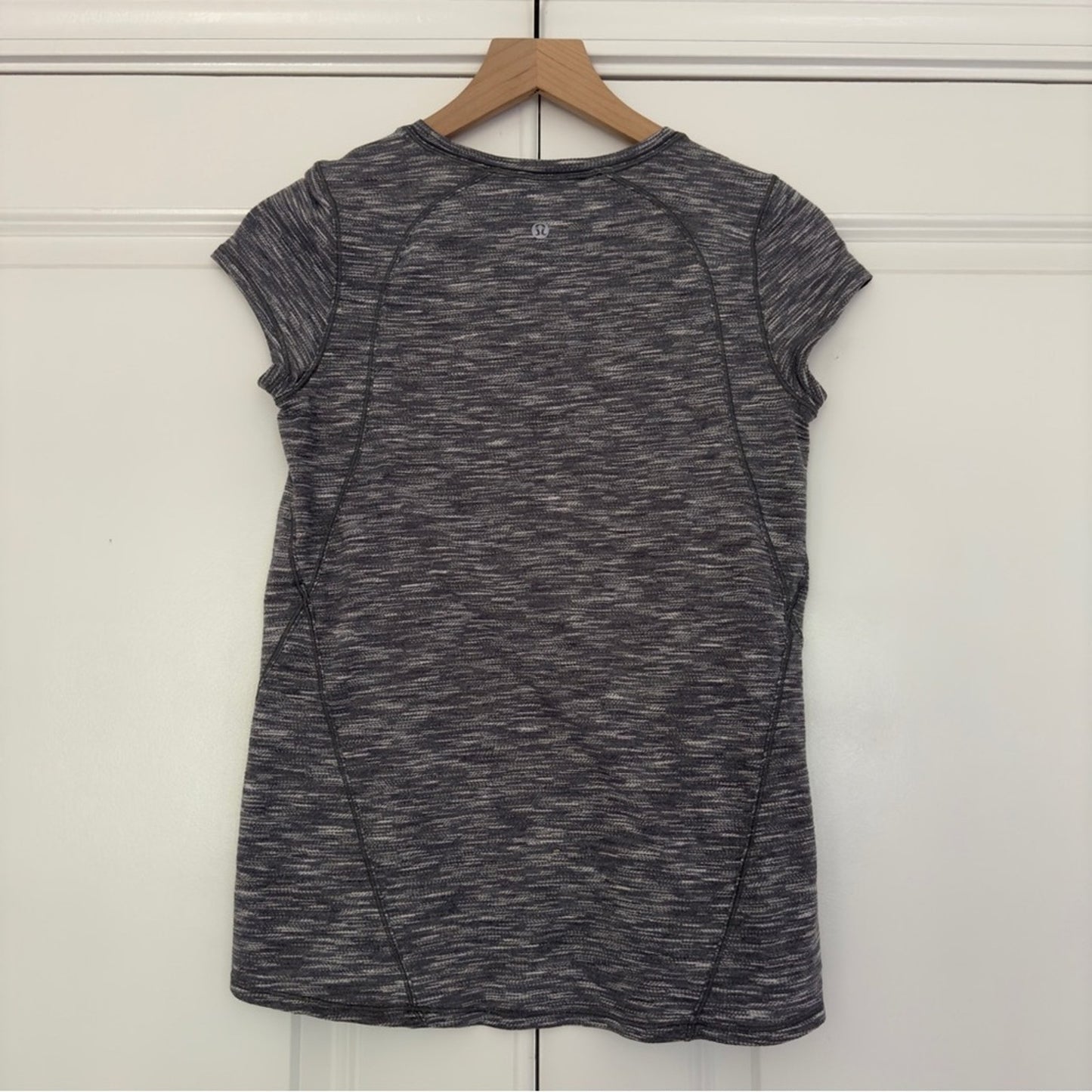 Lululemon Another Mile Short Sleeve gray white training lightweight stretch crew