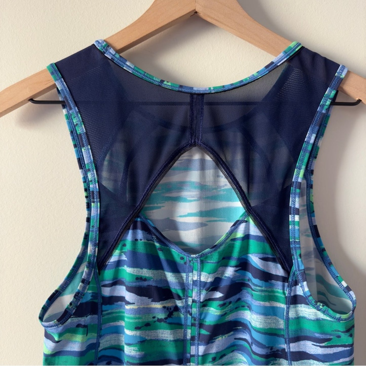 Lululemon Sculpt Tank in Seven Wonders Multi / Hero Blue Top Cut Out sleeveless