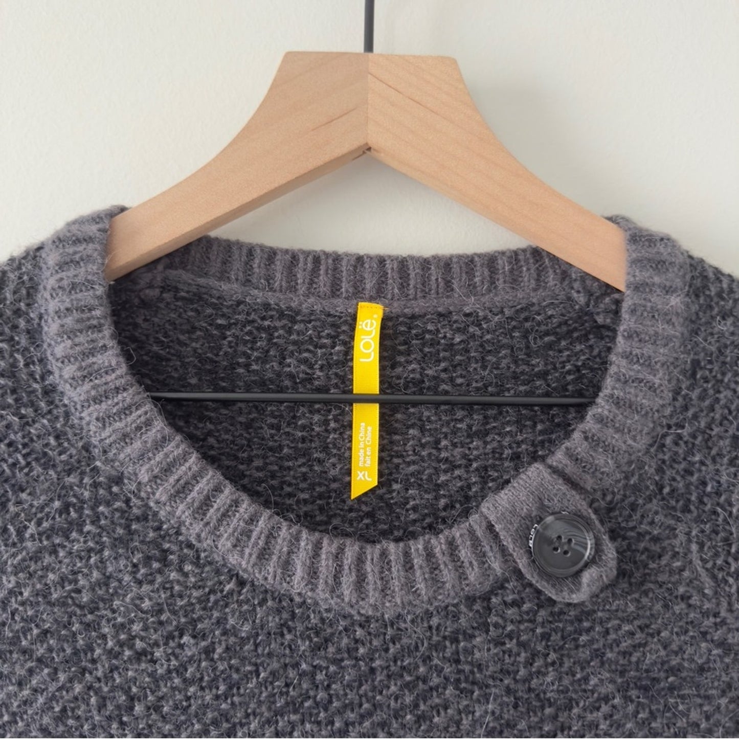 Lole Alpaca Blend Charcoal tight Knit Sweater crew neck long sleeve warm cozy XL