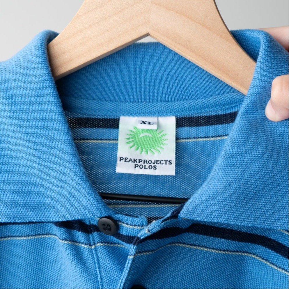 Peak Projects 100% Cotton Malta Polo Short Sleeve Striped Collared Pocket Front