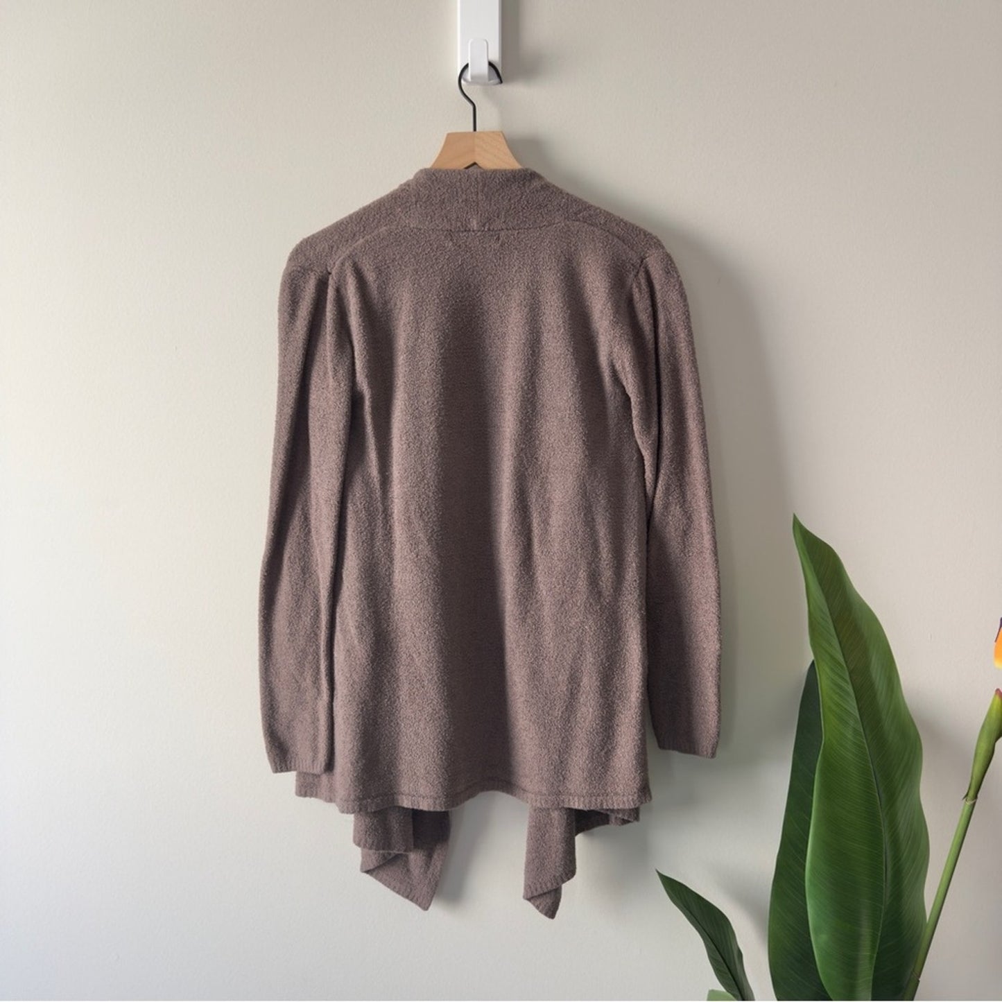 Barefoot Dreams Cozy Brown Open-Front Cardigan Long Sleeve Pockets Soft Winter S