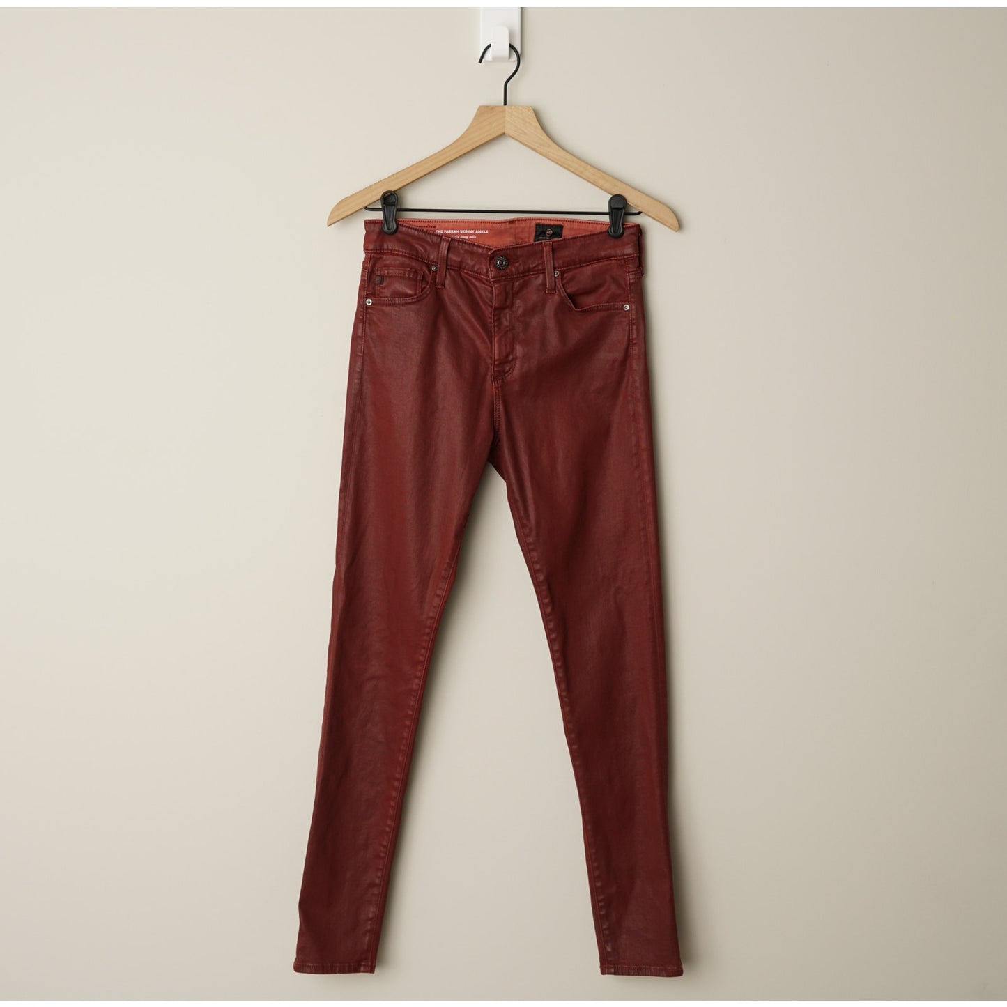 Adriano Goldschmied The Farrah Skinny Ankle Jeans Pants High-Rise Red USA Made