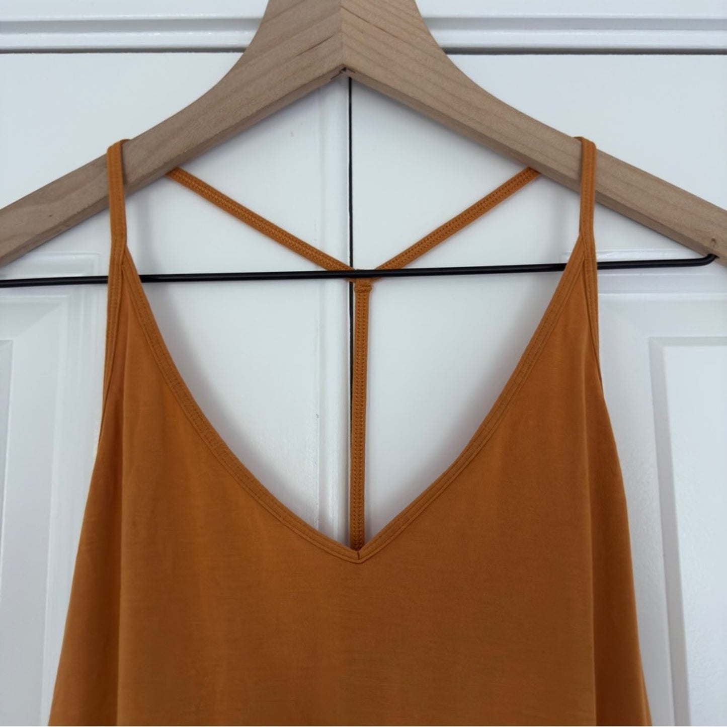 Lululemon Modal-Silk Yoga Tank Top in Autumn Orange athletic yoga Flowy tie back