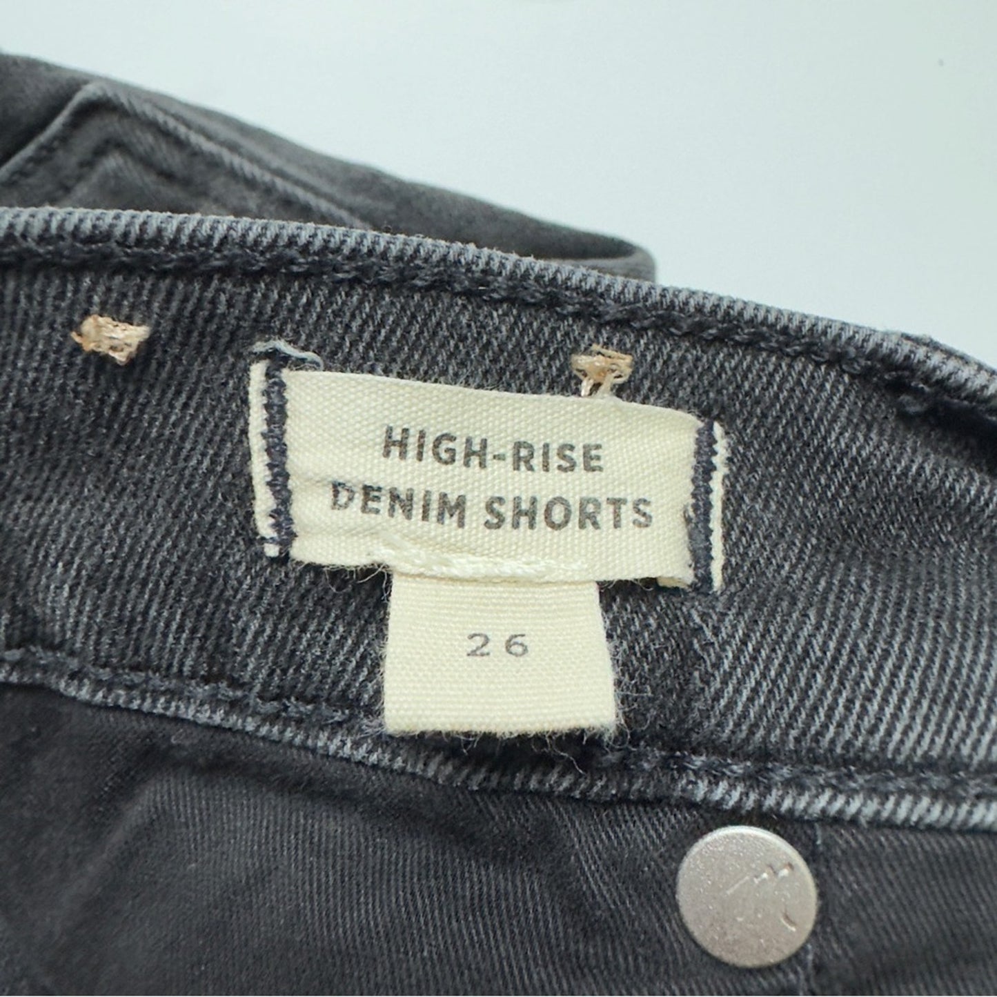 Madewell High-Rise Denim Shorts Jean cotton stretch high waisted gray black zip