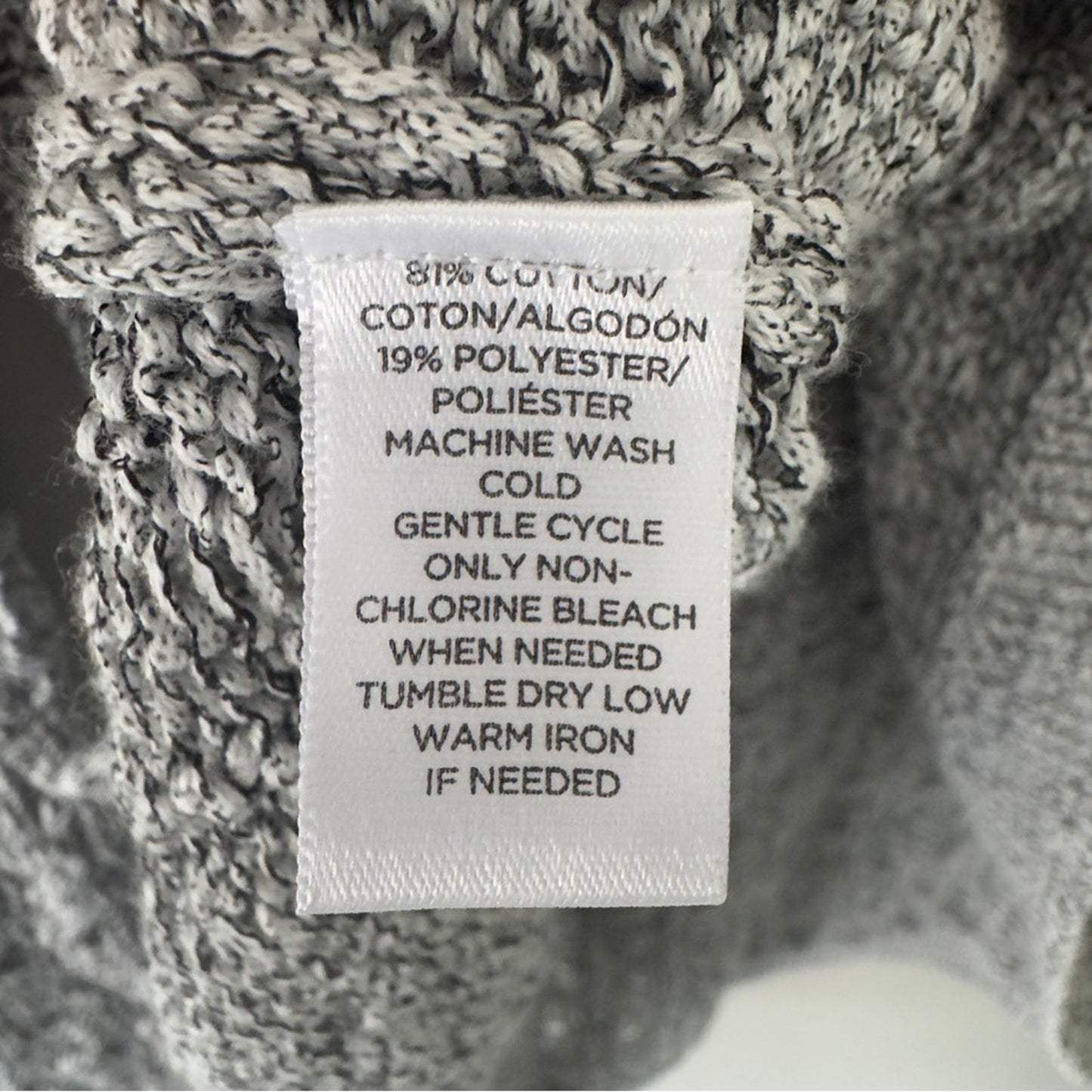Loft Cotton Blend Cozy Gray Knit Sweater long sleeve crew neck slit high low hem