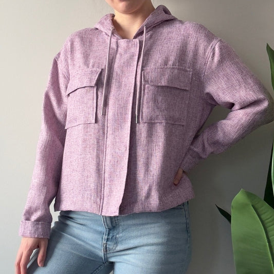 Anthropologie Avec Les Filles Lilac Hooded Jacket Full Zip Snap Drawstring hood