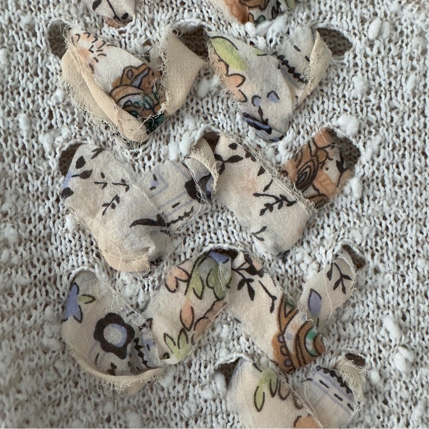 Anthropologie Akemi + Kin Cream Gray White Ribbon Embellished Knit Sweater Top