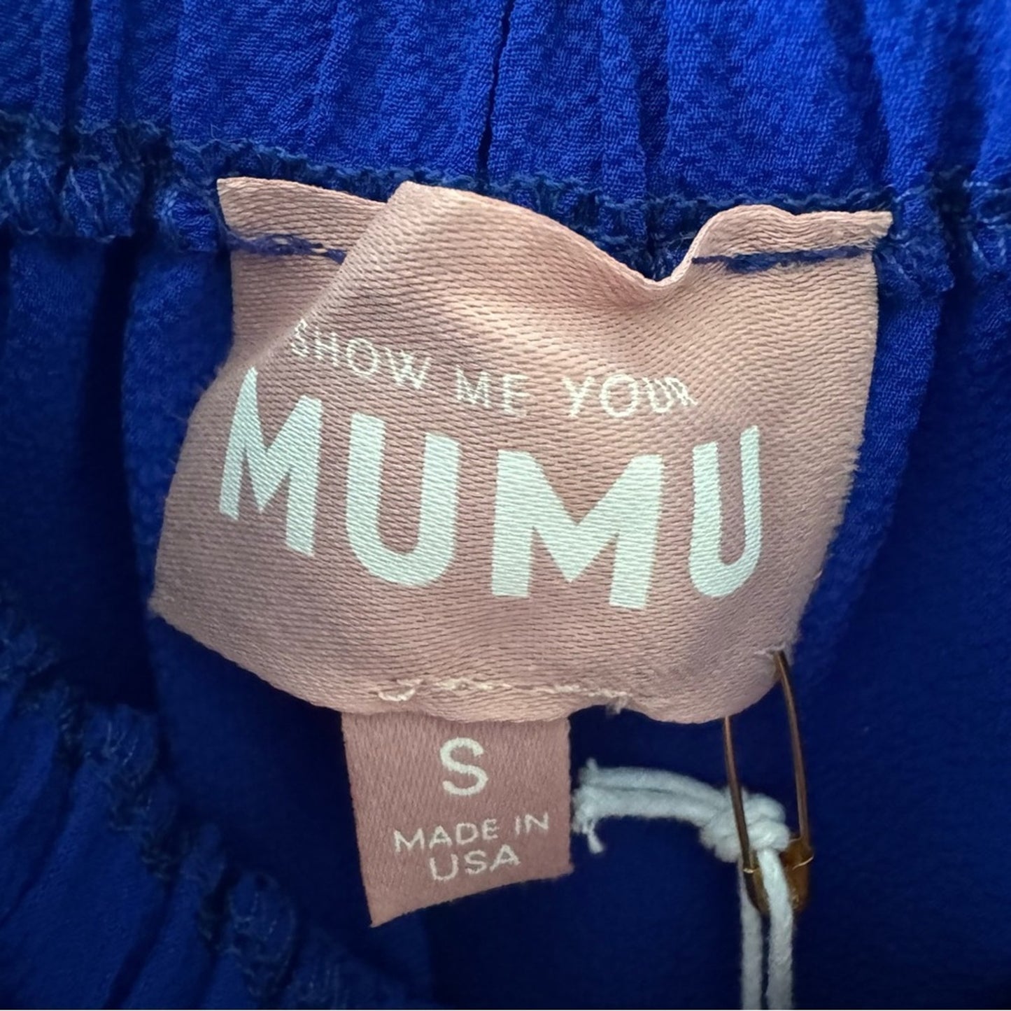 Show Me Your Mumu Angel Mini Dress Royal Blue Shift Tie spaghetti straps pockets