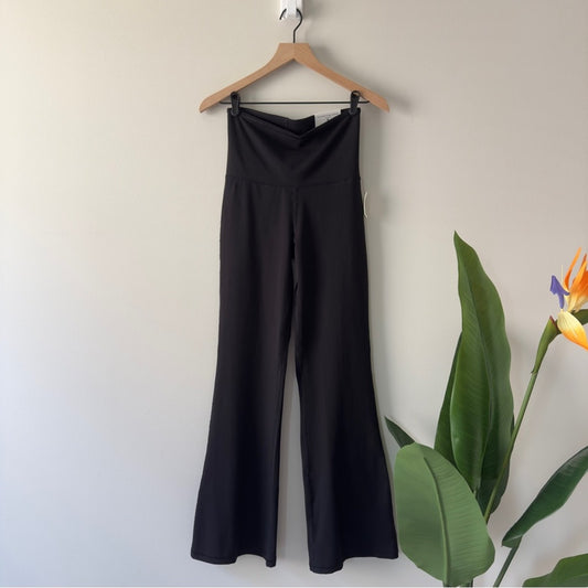 Aeropostale Aero Foldover Flare Leggings Black Pants Solid stretch adjustable S
