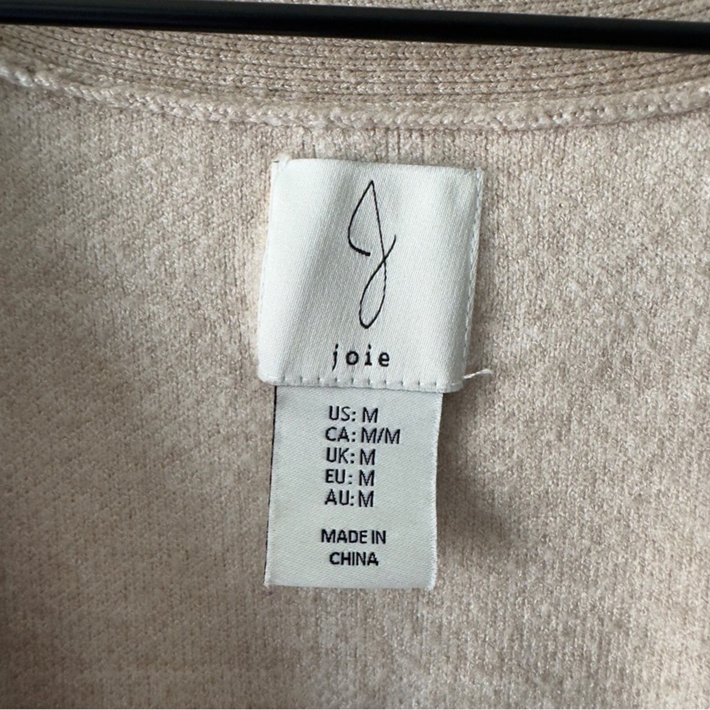 Joie Beige Plaid Cardigan long sleeve cable knit accent button down front