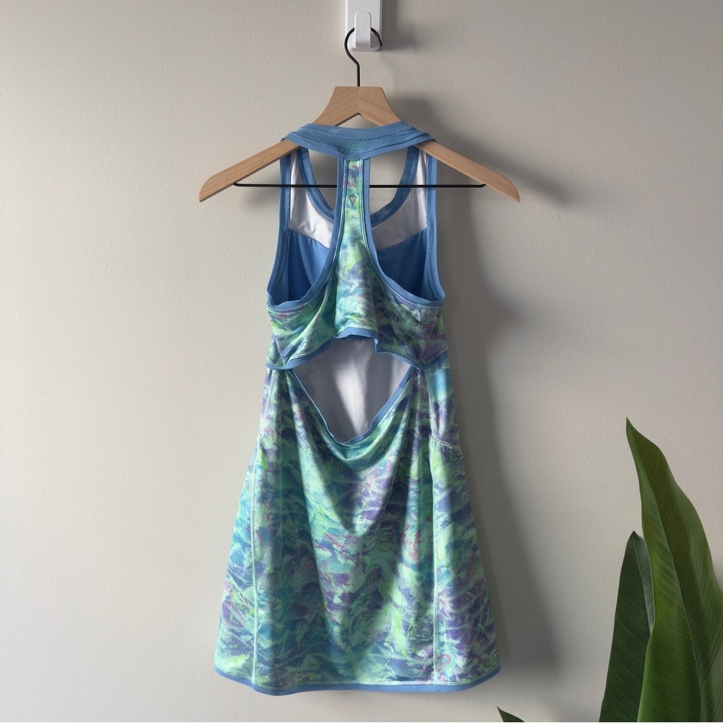 Ivivva by Lululemon Blue and Green Patterned Athletic Dress Mini Sleeveless EUC