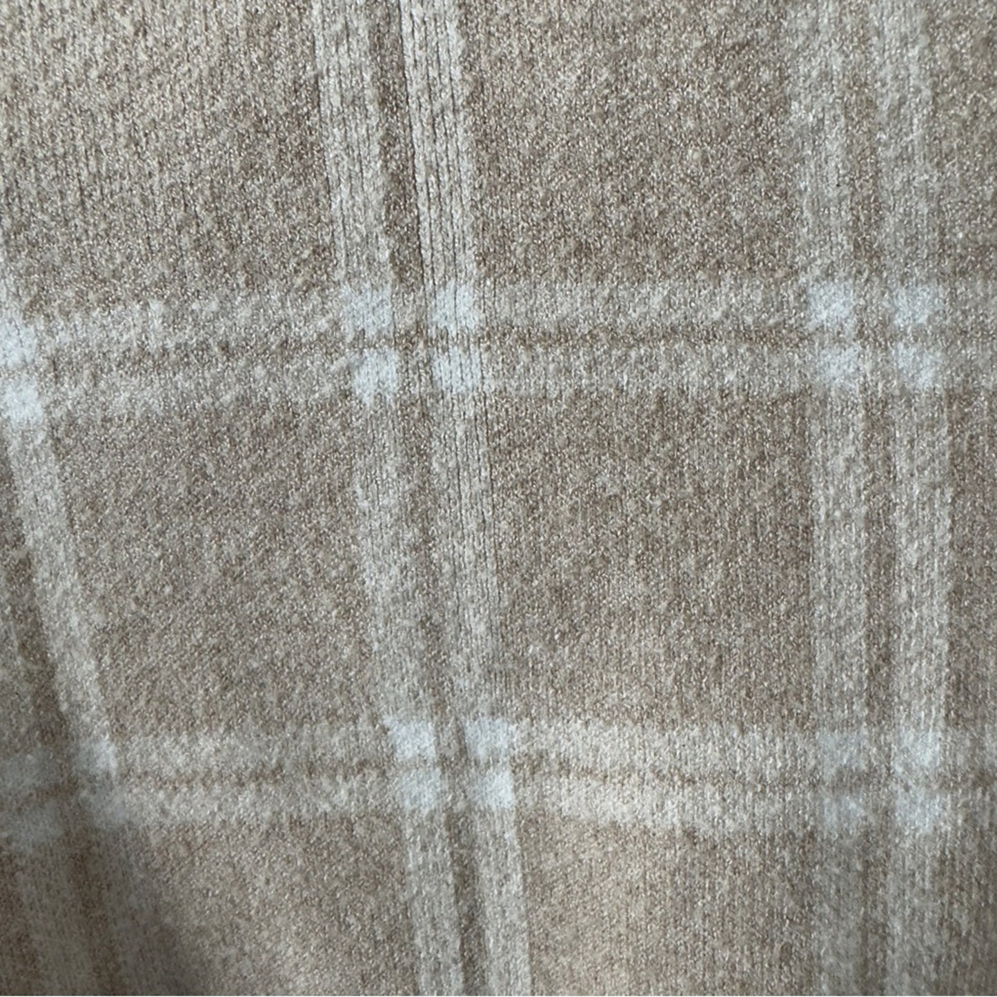 Joie Beige Plaid Cardigan long sleeve cable knit accent button down front