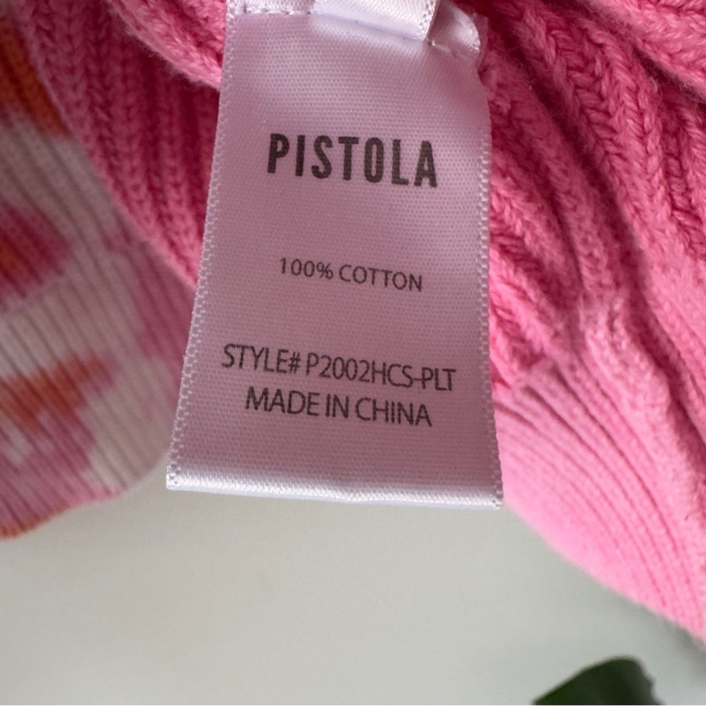 Pistola 100% Cotton Orange and Pink Dip Dye Crew Neck Sweater Long Sleeve ribbed