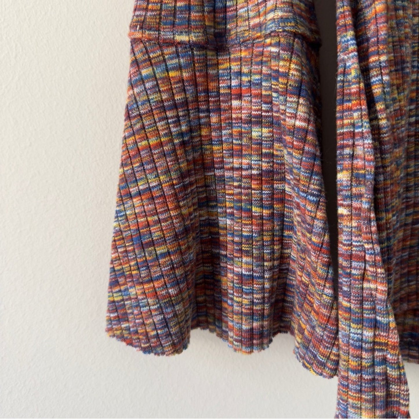 Anthropologie Akemi + Kin Rainbow Multicolor Knit Top long bell sleeves ribbed S