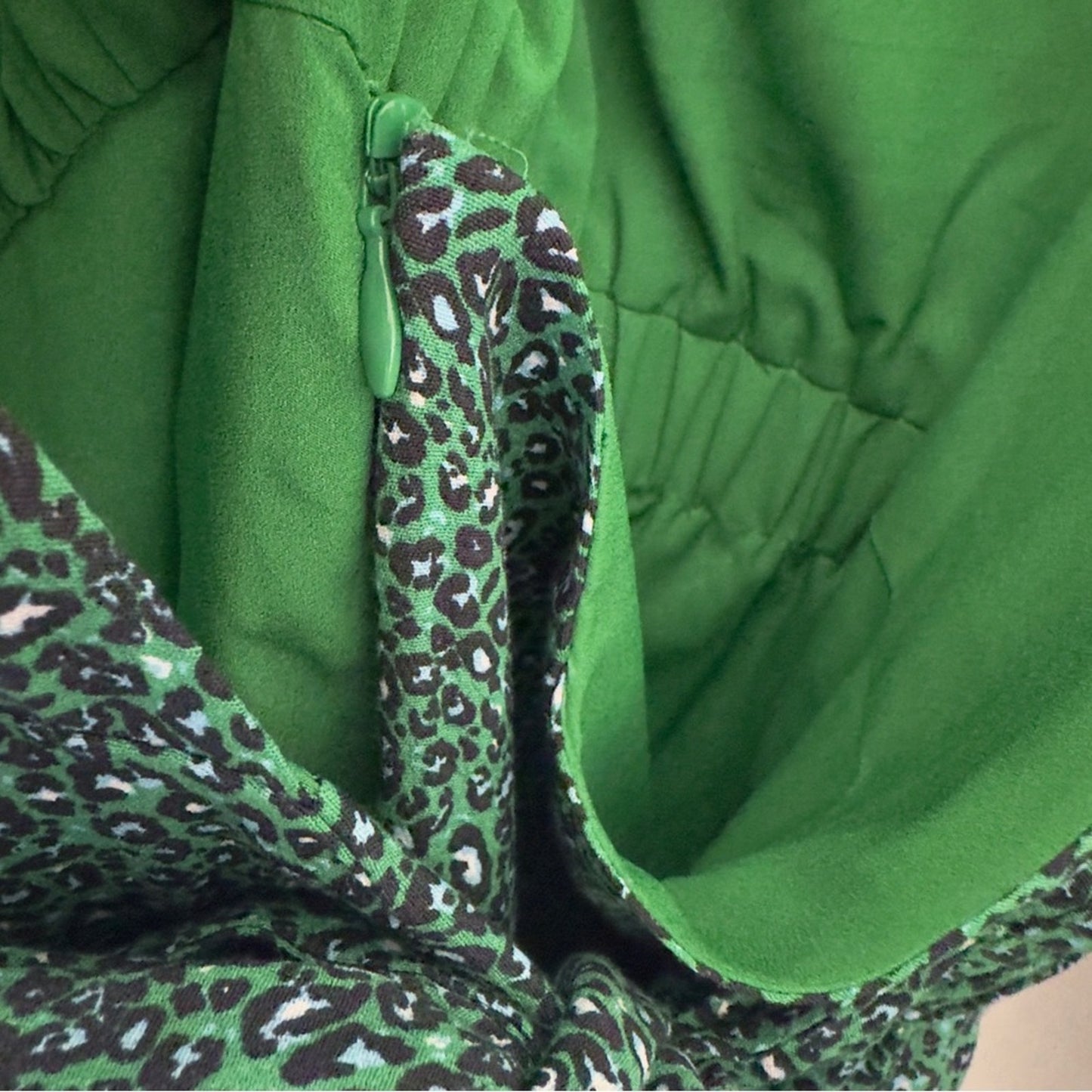Anthropologie Sanctuary Green Micro Leopard Animal Print Wrap Dress Long Sleeve