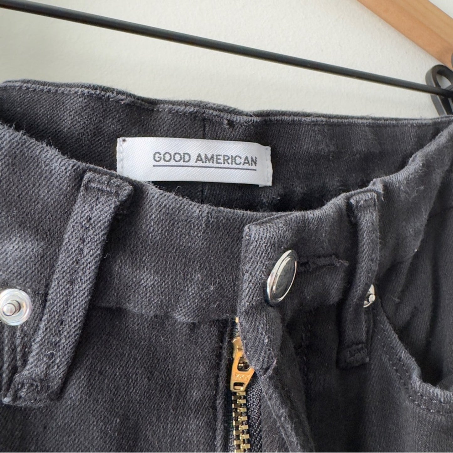 Good American Good Legs Black Skinny Jeans silver sparkle Side Stripes stretch 6