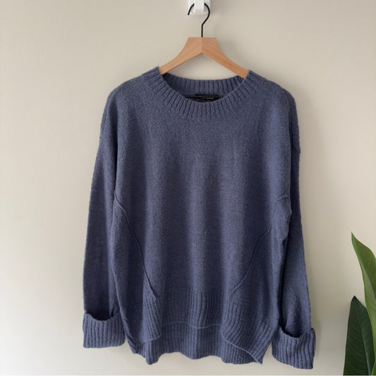 Express Cozy Blue Sweater Long Sleeve Cuffs Crew Neck Solid Fall Winter Casual S